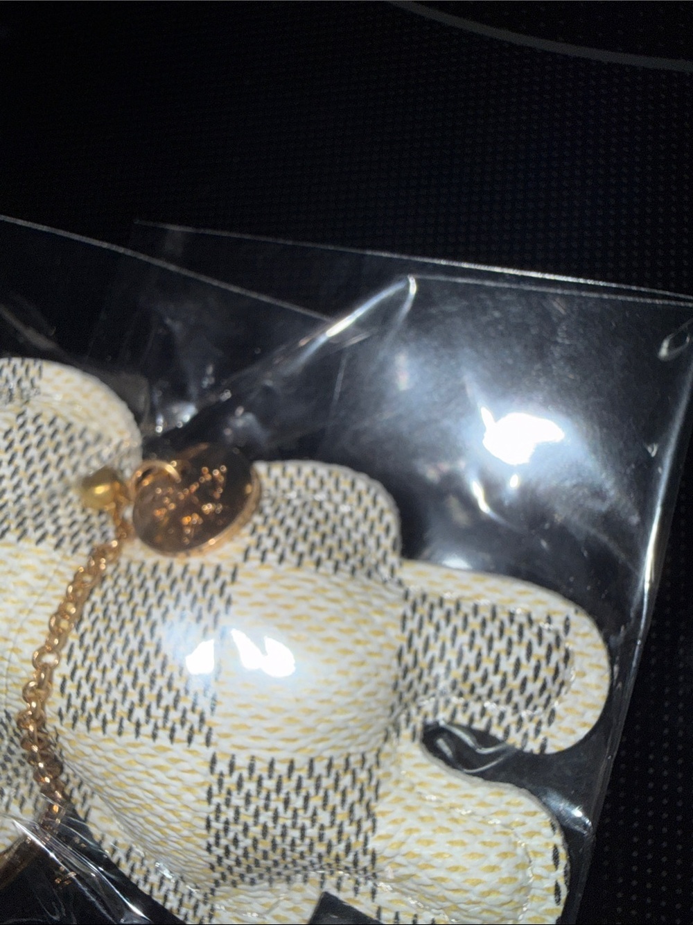 Louis Vuitton Cream & Beige Damier Bear Keychain - Picture 3 of 3